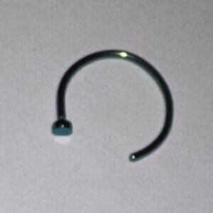 Green 5/16 20 Gauge Titanium Plated Hoop Nose Rings